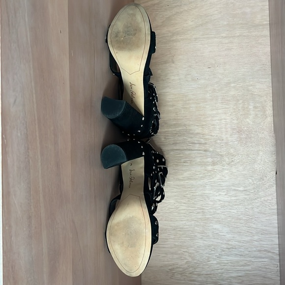 Sam Edelman Black Buckle Heels w/ Silver Studs and Zip-up Back - Picture 6 of 9